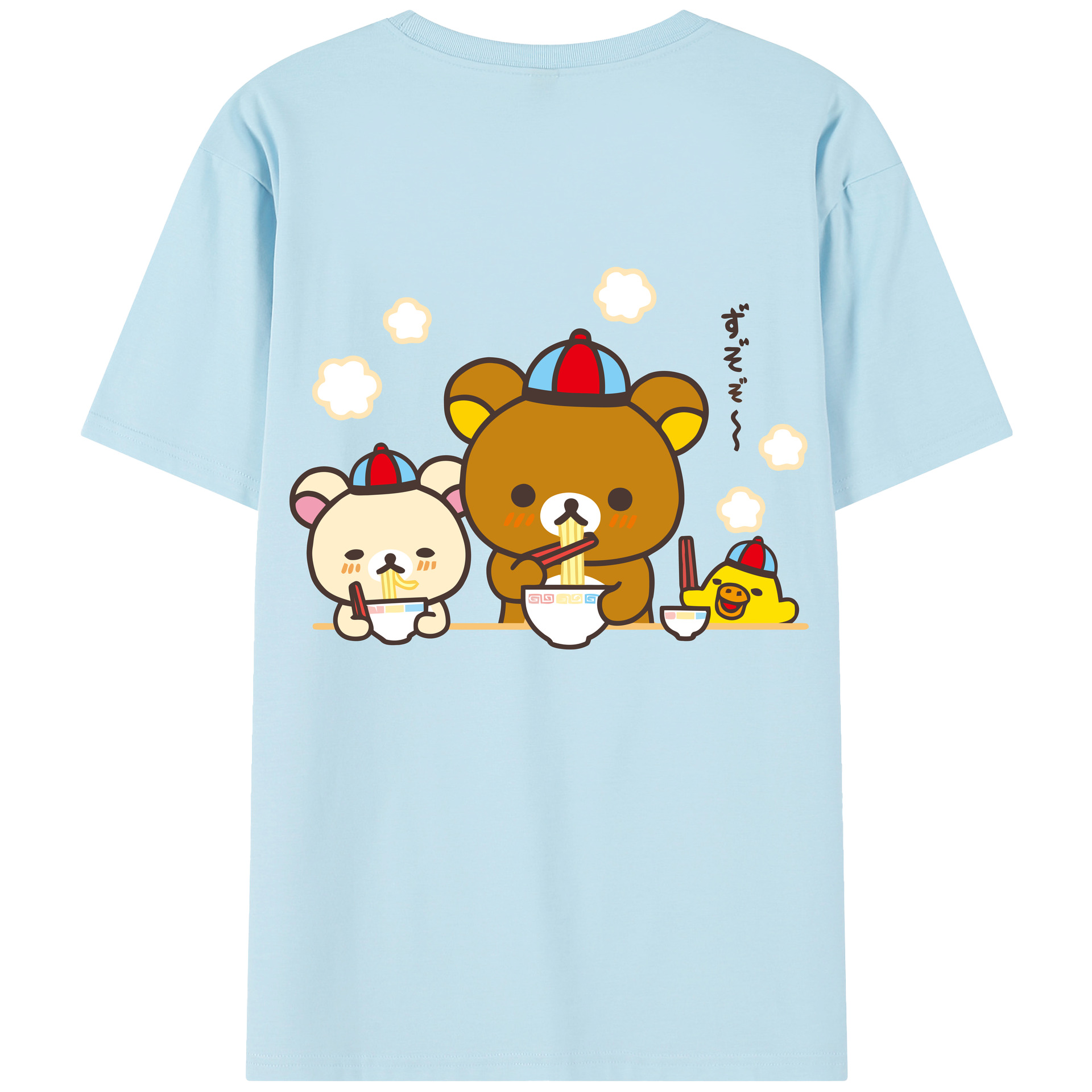（画像用） リラックマ リラックマ キイロイトリ Rilakkuma Korilakkuma Kiiroitori 綿100％半袖Tシャツ（背面プリント）